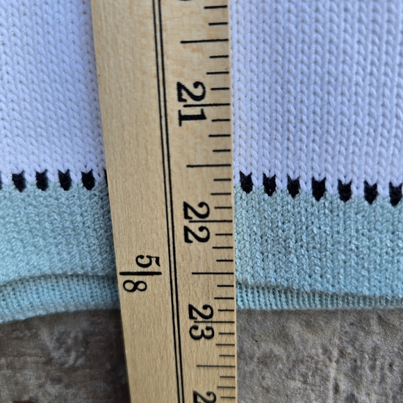 St John Sport by Marie Gray Sleeveless Top Knit Wool Blend Blue White Striped L - Picture 8 of 9